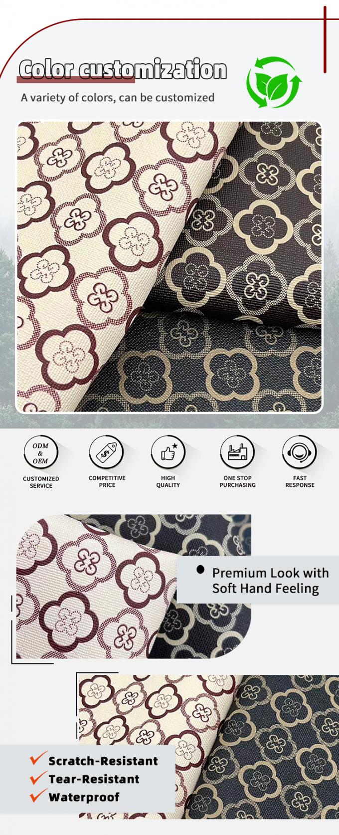 Pvc Four Leaf Clover Printed Style Synthetic Artificial Leather for Bag Packaging Notebook Phone Shell Faux Leather Fabric 4