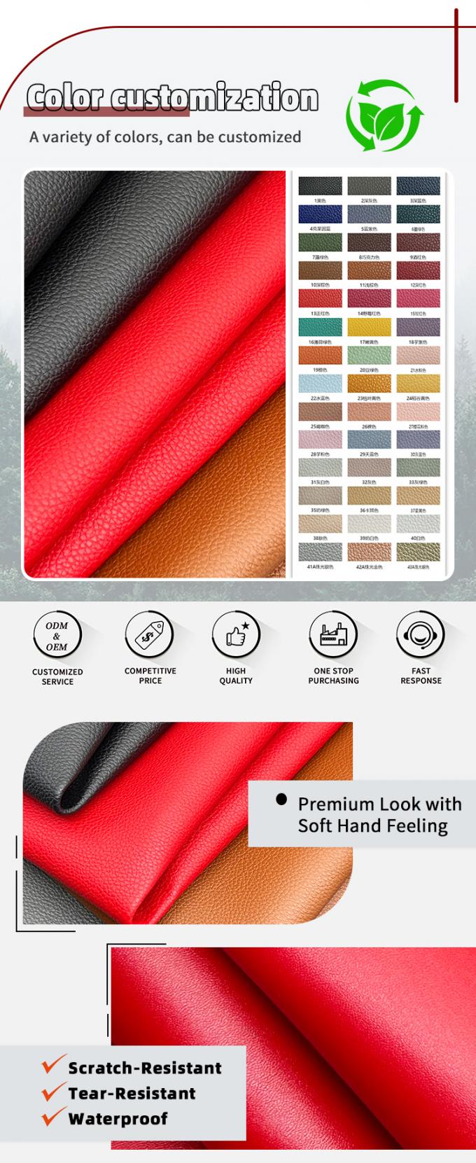 PVC Litchi Grain Double Face Synthetic Faux Leather Materials Embossed Waterproof for Bag Table Mat Belt Decorate Purposes 4