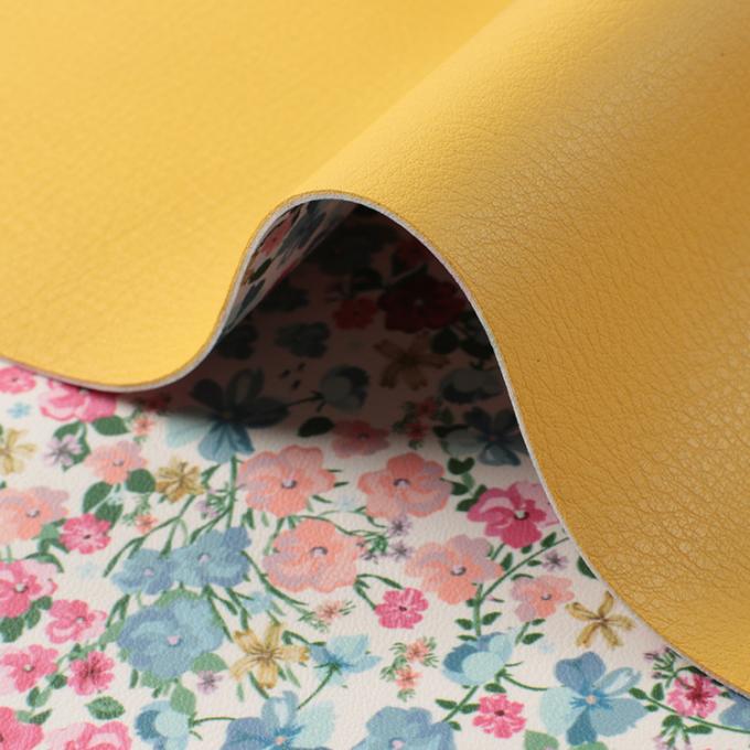 1.8mm Thickness SEMI PU Flower Printing Litchi Grain Double-face Synthetic Leather for Shoes Table Mat and Bags Leather Fabric 8