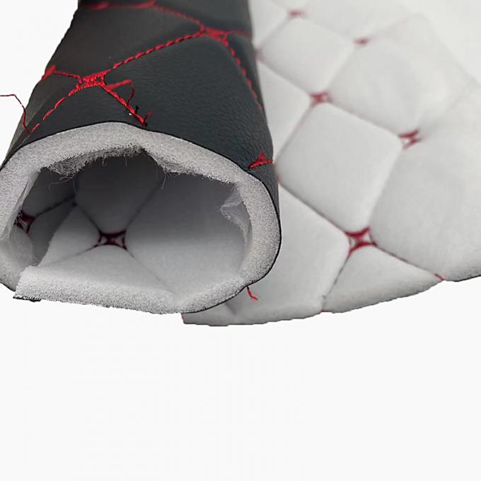 Custom PVC Embroidery Quilted Synthetic Leather 6.0mm Polyurethane Foam for Car Seat Cover Sofa Faux Leather Fabric 9