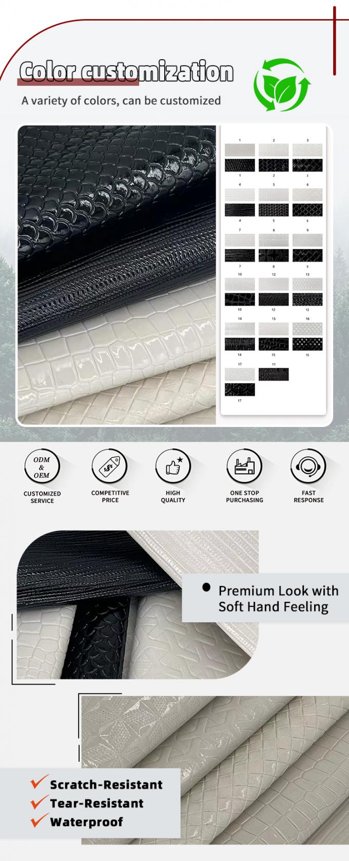 PVC Synthetic Leather Phone Case Furniture Craft Sparkly Shiny Embossed Style with Stretch Feature Waterproof Lining for Sofa 4