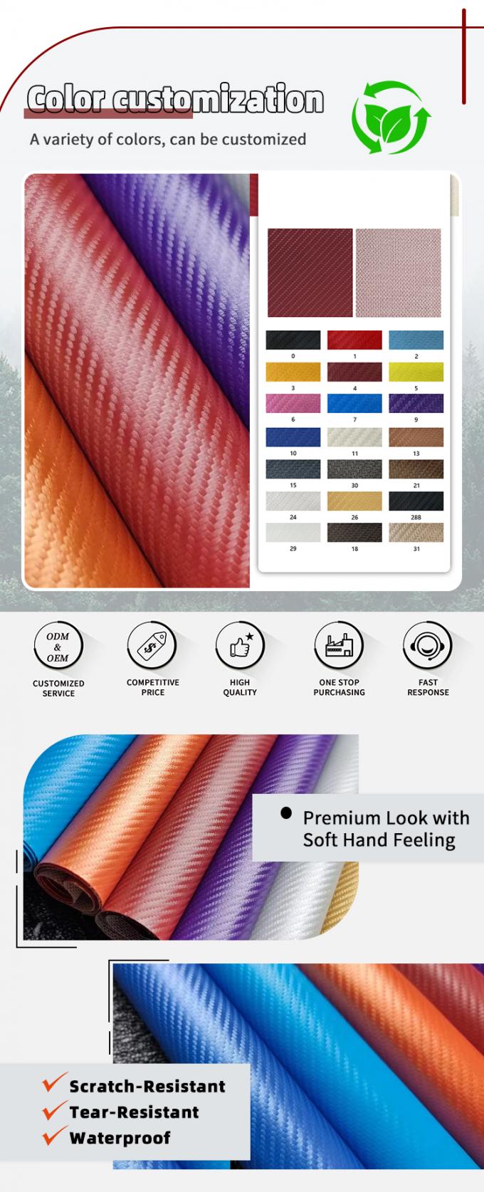 Bright Color Faux Carbon Fiber Grain Synthetic Leather PVC Artificial Leather Shoes Cushion Car Interior Decorative Fabric 4