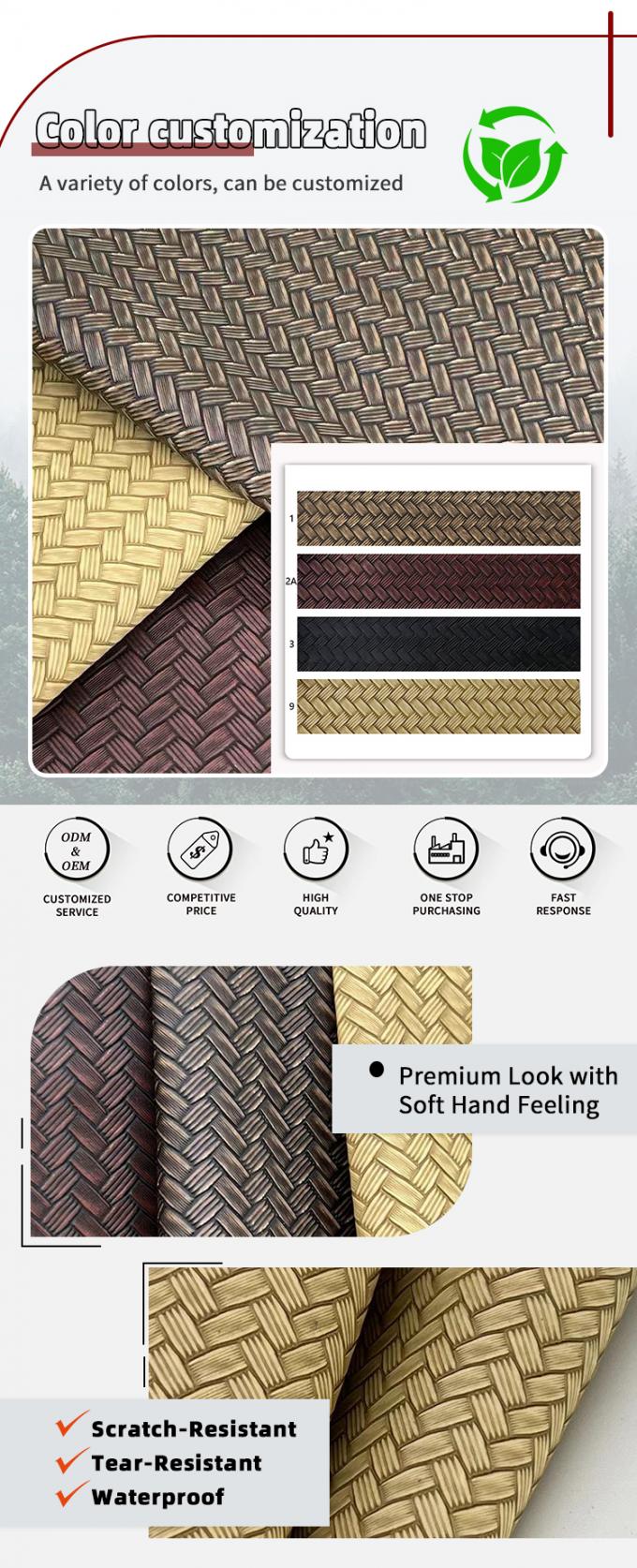 Pvc Big Mat Weave Pattern Artificial Synthetic Leather Packaging Wallet Box Shoes Notebook Faux Leather Fabric 4