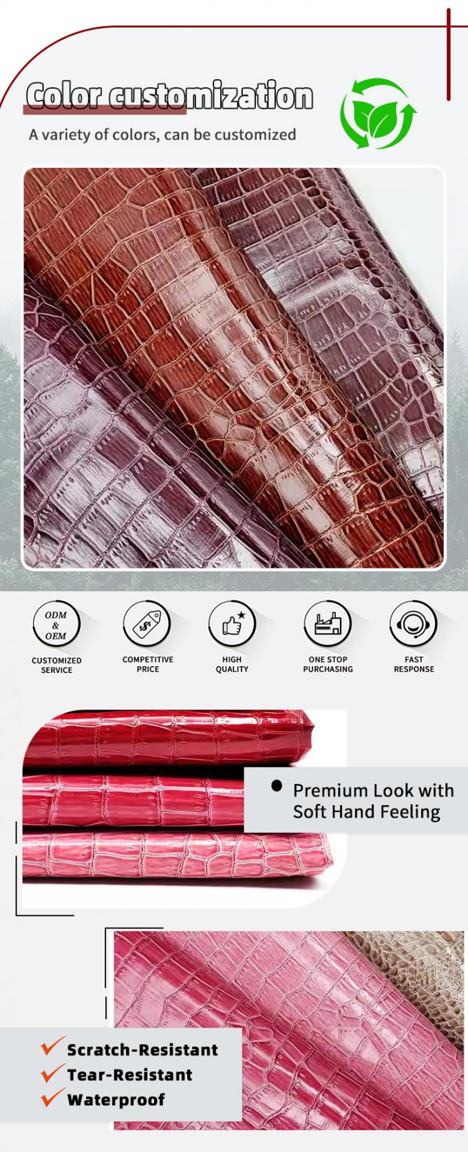 Embossed PVC Crocodile Textured Faux Leather Brightly Colored Synthetic Leather for Shoes Bags Furniture Craft Materials 4