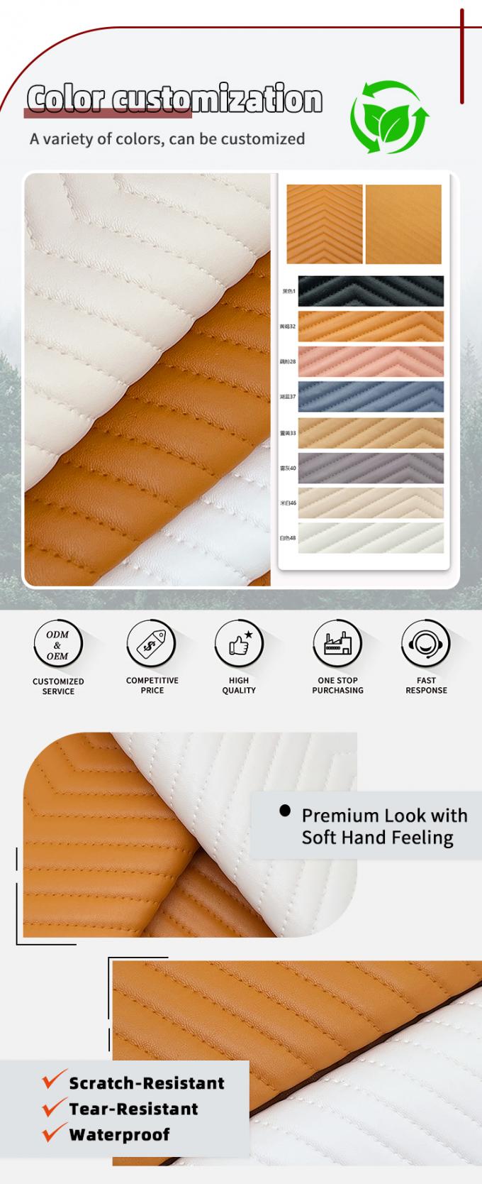 1.8mm Thick PVC Embroidery-Embossed Stripes Synthetic Faux Leather Waterproof Bag Table Mat Shoes Wallet Decorate Belt Sofa 4