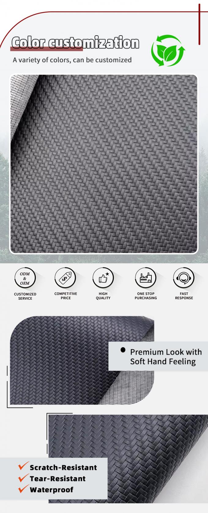 Pvc Mat Woven Grain Patterns Artificial Synthetic Leather Chair Sofa Shoes Car Foot Mat Faux Leather 4
