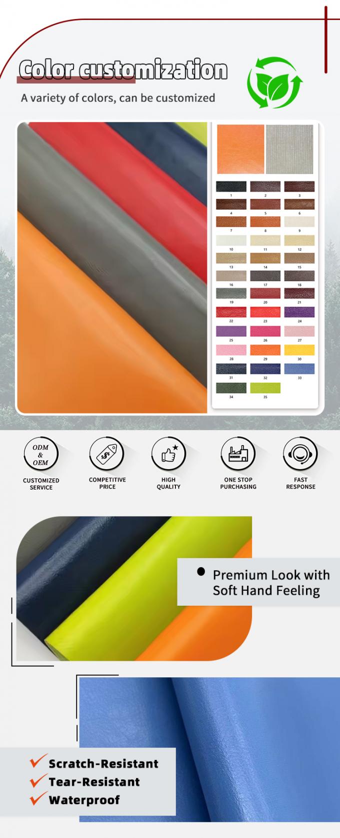 PVC Knitted Leather Fabric for Furniture 57/58" Waterproof Abrasion-Resistant 4