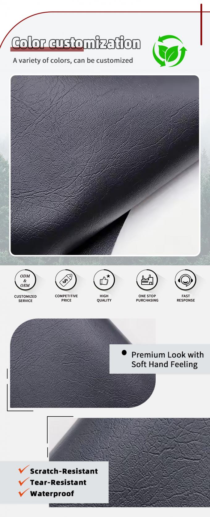 PVC Furniture Leather 0.6mm Embossed Waterproof Upholstery Material 4