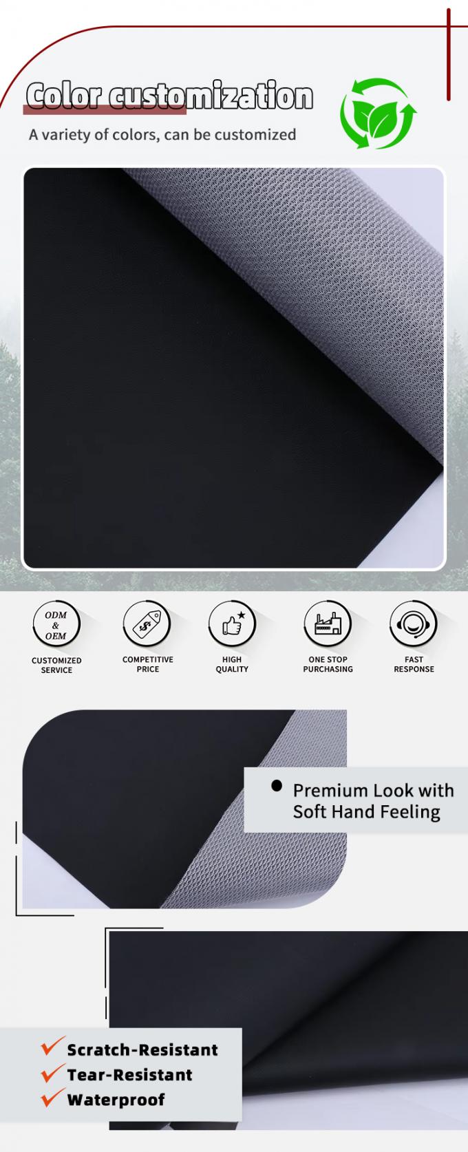 PVC Pinhole Grain Leather for Car Seat Covers - Waterproof & Abrasion-Resistant 4