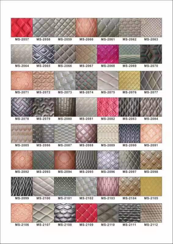 Custom PVC Rhomb Embroidery Quilted Pearly Synthetic Leather Needle Punch Foam for Car Seat Cover Sofa Faux Leather Fabric 6