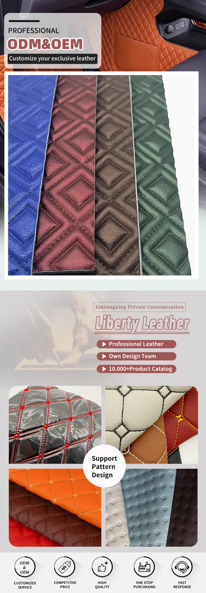 Custom PVC Rhomb Embroidery Quilted Pearly Synthetic Leather Needle Punch Foam for Car Seat Cover Sofa Faux Leather Fabric 8
