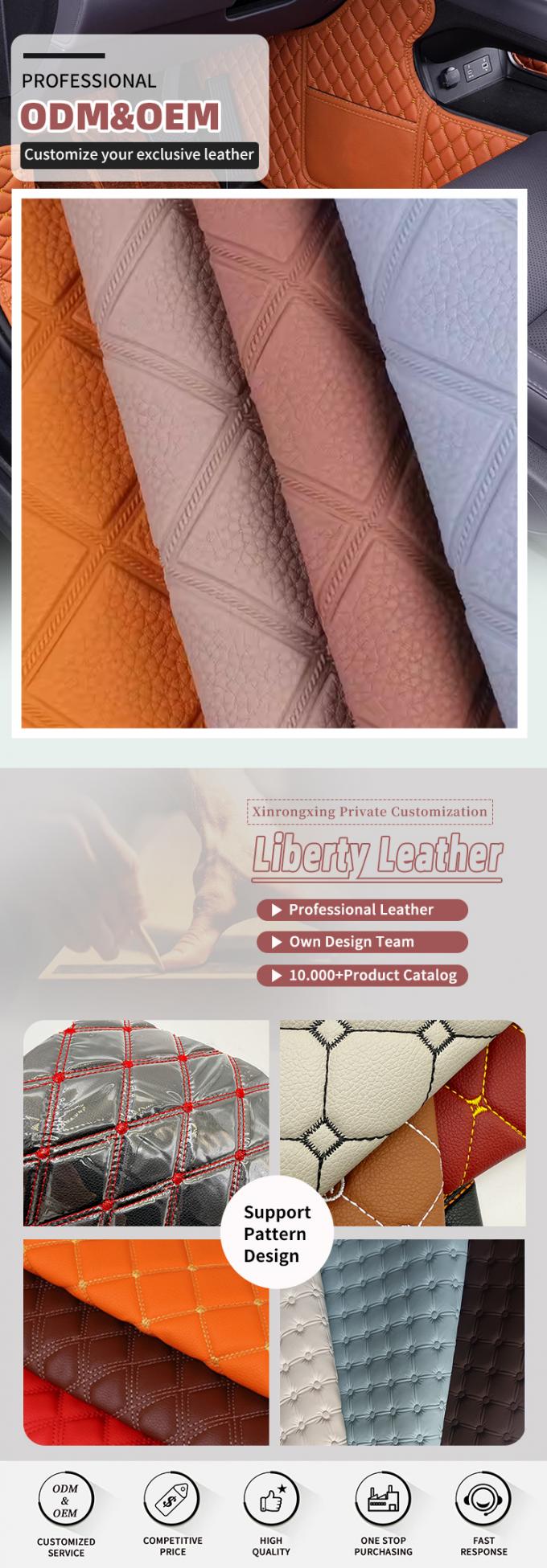 PVC Rhombus Litchi Embossed Style Artificial Synthetic Leather for Car Foot Car Seats Sofa Decorate Bag Faux Leather Fabric 4