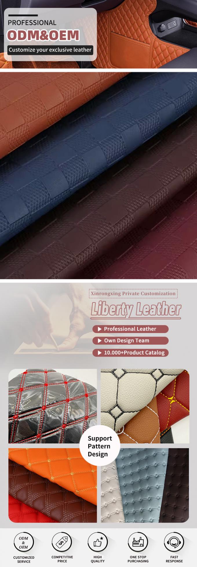 PVC Embossed Checkerboard Pattern Artificial Synthetic Leather for Car Foot Car Seats Sofa Decorate Bag Faux Leather Fabric 4