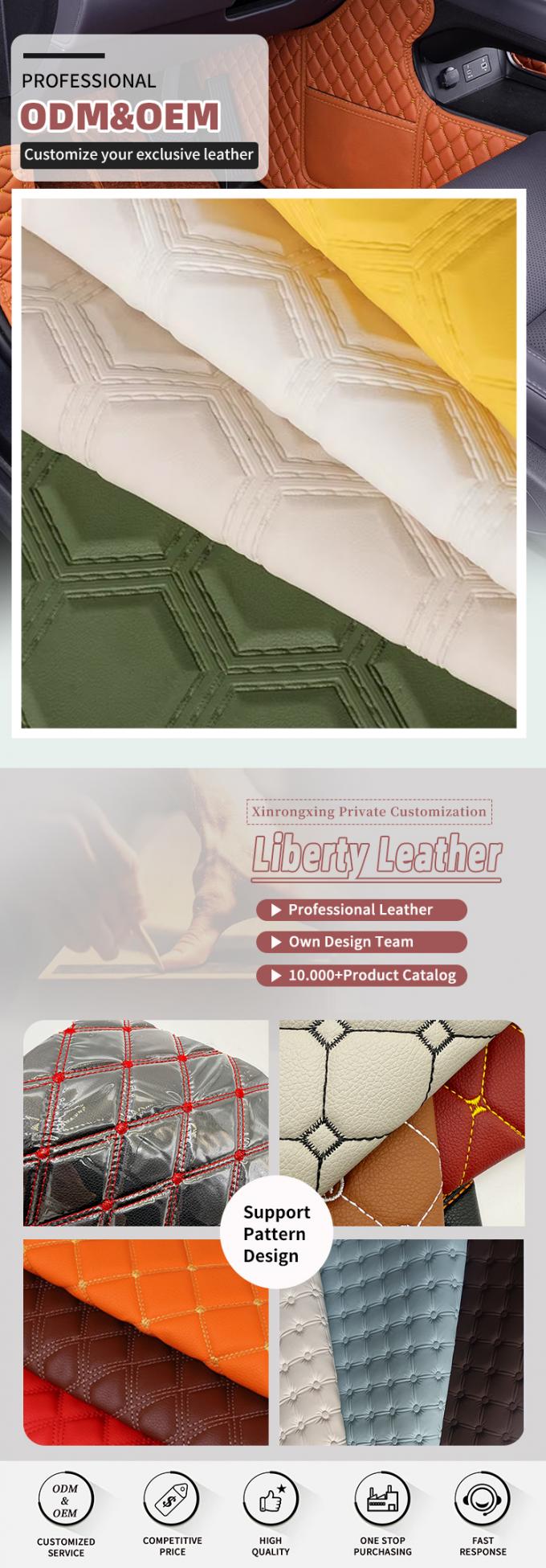 PVC Embroidery Hexagon Embossed Artificial Synthetic Leather for Car Foot Car Seats Sofa Decorate Bag Faux Leather Fabric 4