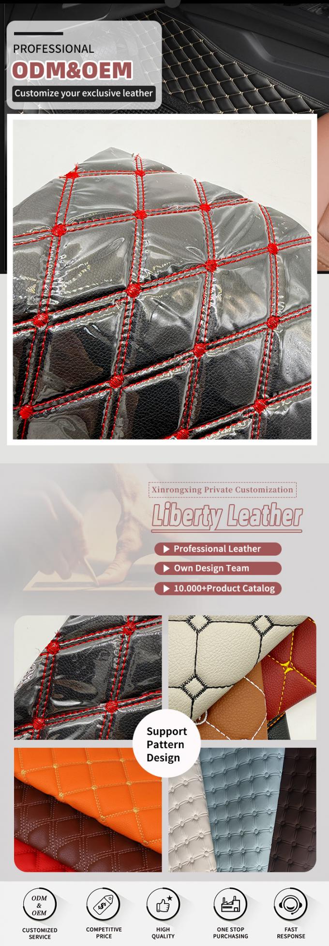 Custom Quilted PVC Leather Car Foot Mat 4.6mm Thick with Foam Padding Stretchy Fit Embossed Embroidered Car Seats Sofas for Bags 4