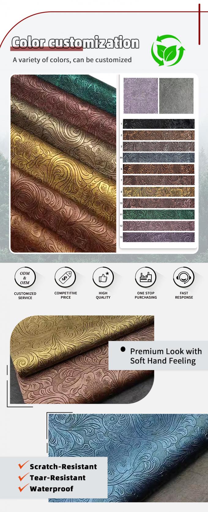 Pvc Flower Pattern Artificial Synthetic Leather Wallet Box Shoes Ntoebook Faux Leather Fabric 4