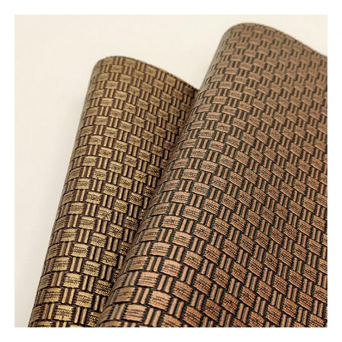 Wholesale Pvc Antique Brass Weave Pattern Artificial Synthetic Leather Packaging Wallet Box Shoes Notebook Faux Leather Fabric 7