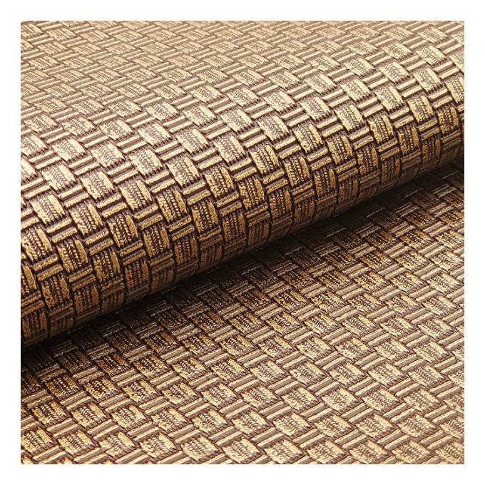Wholesale Pvc Antique Brass Weave Pattern Artificial Synthetic Leather Packaging Wallet Box Shoes Notebook Faux Leather Fabric 10