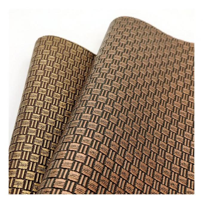 Wholesale Pvc Antique Brass Weave Pattern Artificial Synthetic Leather Packaging Wallet Box Shoes Notebook Faux Leather Fabric 13