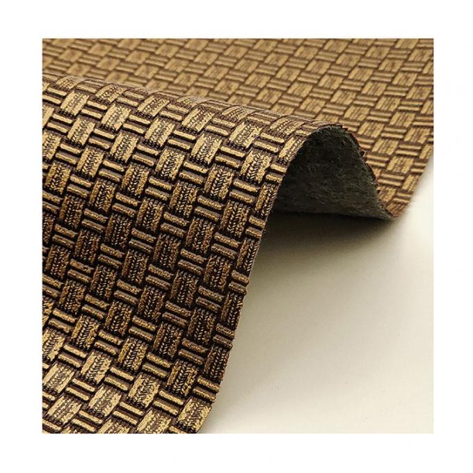 Wholesale Pvc Antique Brass Weave Pattern Artificial Synthetic Leather Packaging Wallet Box Shoes Notebook Faux Leather Fabric 16