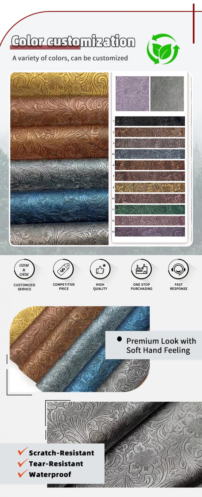 Embossed PVC Flower Pattern Synthetic Leather for Wallet Boxes Shoes Notebooks Decorative Bags-Durable Faux Leather Materials 4