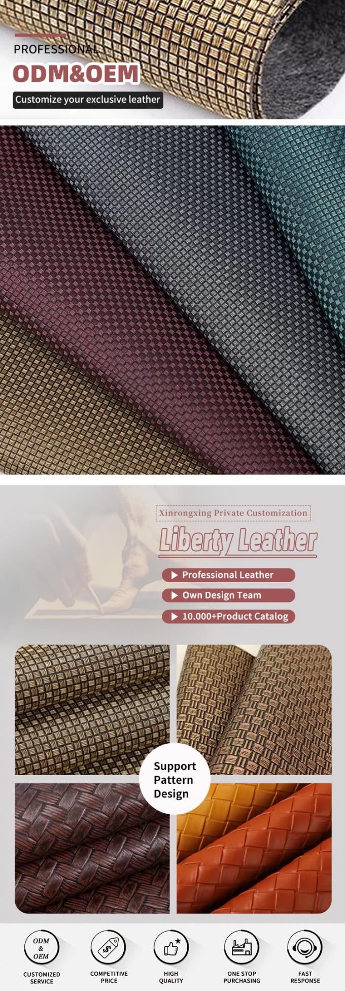 Pvc Metal Shiny Embossed Weave Pattern Artificial Synthetic Leather for Packaging Wallet Box Shoes Notebook Faux Leather Fabric 4