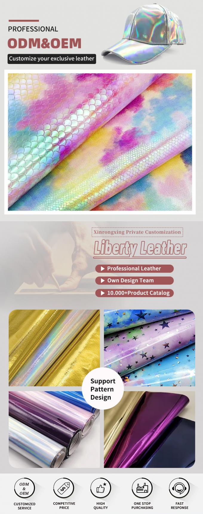 Special PU Rainbow Mirror Embossed Synthetic Leather Luggage Handbag Shoes Cosmetic Bag Leather Fabric 4