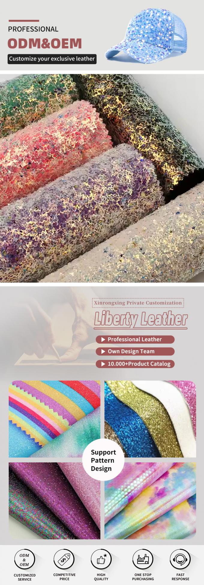 PU Sparkly Shiny Glitter Fabric Sheets Chunky Synthetic Leather for Shoes Bags Bow Crafts Hat Faux Leather Fabric 4