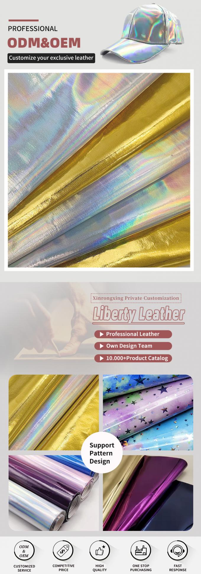 PVC Holographic Leather Laser Metallic Mirror Synthetic Leather Waterproof Faux Materials for Sofa Table Mat Vanity Case Shoes 4