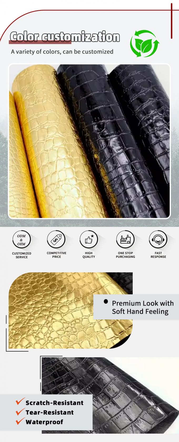 Highlight crocodile Pvc Synthetic Leather Animal Pattern Shoes Bags and Boxs Cheap Price Faux Leather Fabric 4