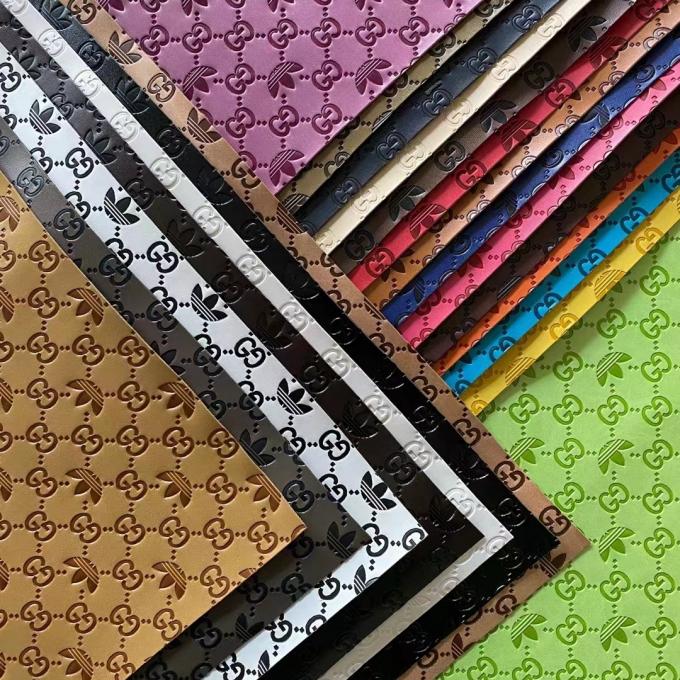 Customize PU Vinyl Fashion Color Change Embossed Synthetic Leather for Shoe Bag Table Mat Faux Leather Fabric 7